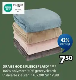 Jysk Dragehode fleeceplaid aanbieding