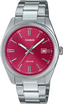 Decathlon Casio Analoog Horloge Zilverkleurig/Rood MTP-1302PD-4AVEF aanbieding