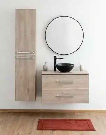 Zelfbouwmarkt Badkamermeubel Plato Eik Betonlook 90cm - Opbouw - Greep Chroom aanbieding