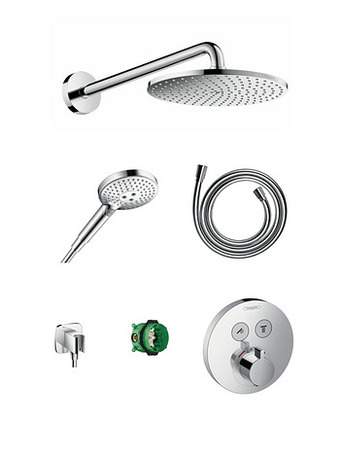 X2O Hansgrohe Showerselect S thermostatische inbouw regendoucheset met ronde regendouchekop 24 cm glanzend chroom aanbieding