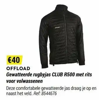 Decathlon Gewatteerde rugbyjas club r500 met rits voor volwassenen aanbieding