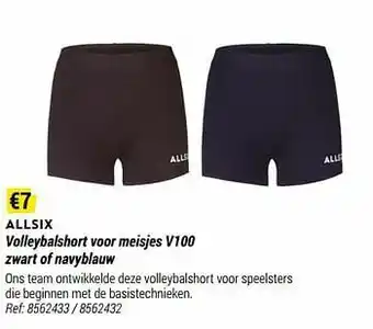 Decathlon Volleybalshort voor meisjes v100 zwart of navyblauw aanbieding