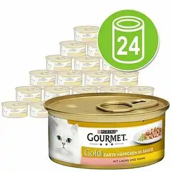 Zooplus 24x85g Gold Fijne Hapjes in Saus Zalm & Kip Gourmet Kattenvoer aanbieding