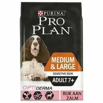 Zooplus 14kg Medium & Large Adult 7+ Optiderma Zalm & Rijst Pro Plan Hondenvoer aanbieding
