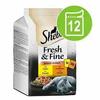 Zooplus Sheba Fresh & Fine in Gelei/Saus Kattenvoer Megapack 12 x 50 g - Met kip en kalkoen in saus aanbieding