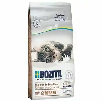 Zooplus 2x2kg Grainfree Indoor & Sterilised Rendier Bozita Kattenvoer aanbieding
