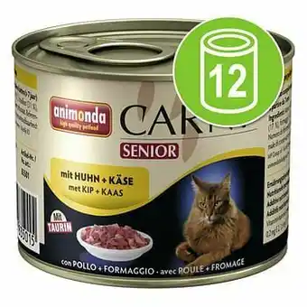 Zooplus 12x200g Senior Rund & Kalkoenhart Animonda Carny Kattenvoer aanbieding