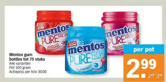 Albert Heijn Mentos Gum Bottles Tot 75 Stuks aanbieding