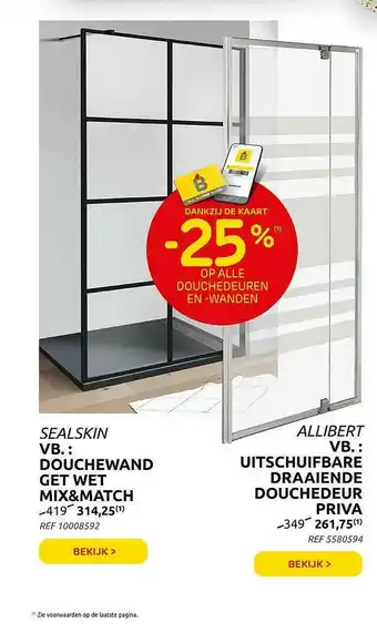 Brico Douchewand, Uitschuifbare Draaiende Douchedeur aanbieding