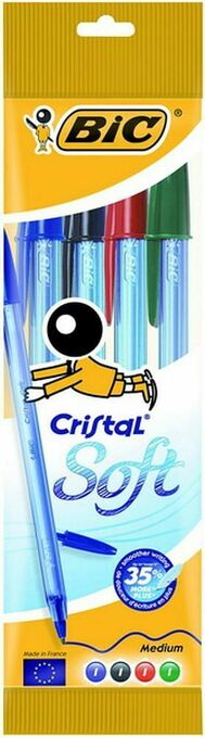 Multi bazar Bic Cristal Soft Assorti 4 Stuks aanbieding