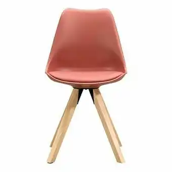 Leen Bakker Eetkamerstoel Senja - terrakleurige kunststof - naturelkleurig hout - Leen Bakker aanbieding