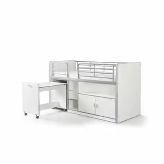 Leen Bakker Vipack halfhoogslaper Bonny met bureau, legplanken en kast - wit - Leen Bakker aanbieding