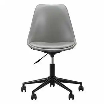 Leen Bakker Bureaustoel Senja - lederlook - grijs - zwart metaal - Leen Bakker aanbieding