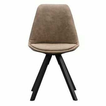 Leen Bakker Eetkamerstoel Senja - mokkakleurige stof Cowboy - zwart hout - Leen Bakker aanbieding