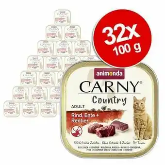 Zooplus Animonda Carny Country Adult 32 x 100 g Kattenvoer - Kip, Kalf + Ree aanbieding