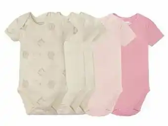 Lidl LUPILU® Set van 5 biokatoenen body’s met korte mouwen (74/80, beige/roze) aanbieding