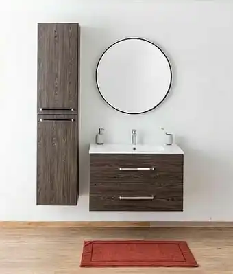 Zelfbouwmarkt Badkamermeubel Plato Eik Chocolade Look 90cm - Glans - Greep Chroom aanbieding