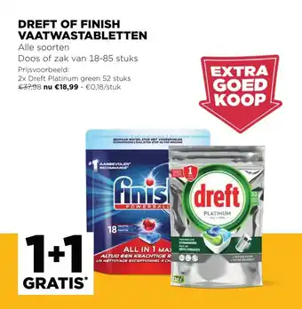 Jumbo Dreft of Finish Vaatwastabletten 18-85 stuks aanbieding