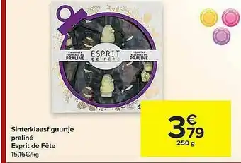 Carrefour Market Sinterklaasfiguurtje Praliné Esprit De Fête aanbieding