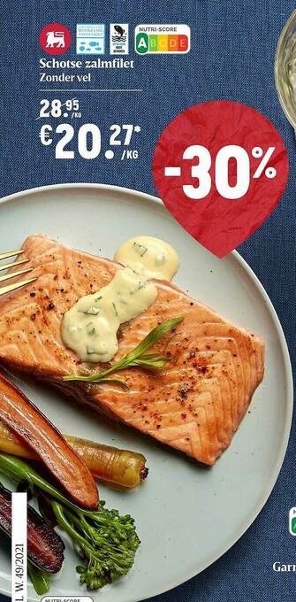 Delhaize Schotse Zalmfilet Zonder Vel aanbieding