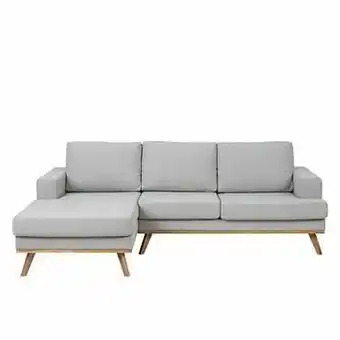 Leen Bakker Hoeksalon Lund - hoek links - stof Stuart - lichtgrijs/eikenkleur - Leen Bakker aanbieding