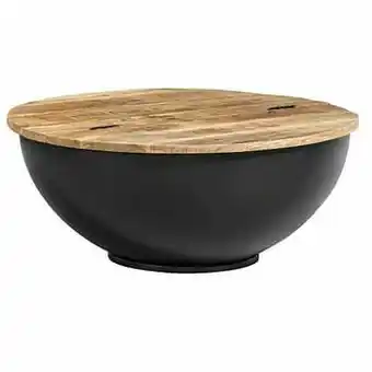 Leen Bakker Salontafel Quinn - naturel/zwart - Ø80x32 cm - Leen Bakker aanbieding
