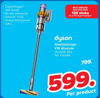 Carrefour Dyson Steelstofzuiger V15 Absolute aanbieding