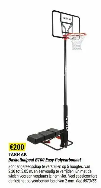 Decathlon Basketbalpaal b100 easy polycarbonaat aanbieding