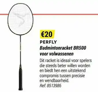 Decathlon Perfly badmintonracket br500 voor volwassenen aanbieding