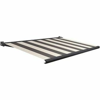 Brico Domasol zonnetent elektrisch ’Factor 20-A’ grijs/wit brede strepen 400 x 300 cm aanbieding
