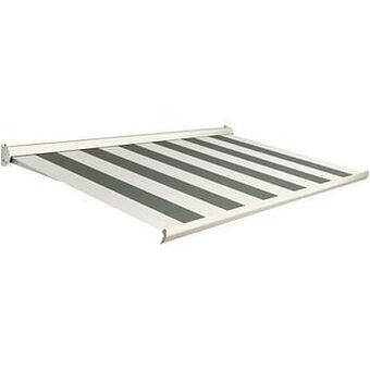 Brico Domasol zonnetent elektrisch ’Factor 10-C’ groen/wit brede strepen 500 x 250 cm aanbieding