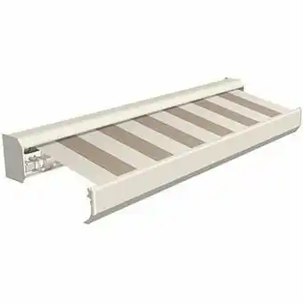 Brico Domasol zonnetent elektrisch met afstandsbediening ’Factor 30-A’ beige/wit brede strepen 550 x 300 cm aanbieding