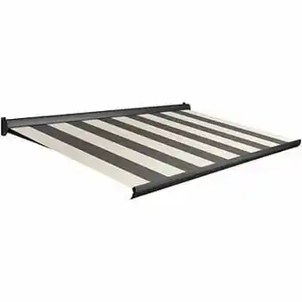 Brico Domasol zonnetent elektrisch ’Factor 10-A’ grijs/wit brede strepen 350 x 300 cm aanbieding