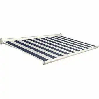 Brico Domasol zonnetent manueel ’Factor 10-C’ blauw/witte strepen 350 x 250 cm aanbieding