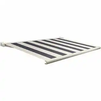 Brico Domasol zonnetent elektrisch met afstandsbediening ’Factor 20-C’ blauw/wit brede strepen 350 x 300 cm aanbieding