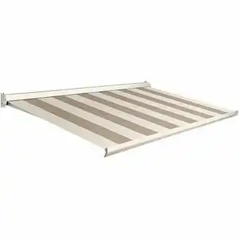 Brico Domasol zonnetent manueel ’Factor 10-C’ beige/wit brede strepen 400 x 250 cm aanbieding