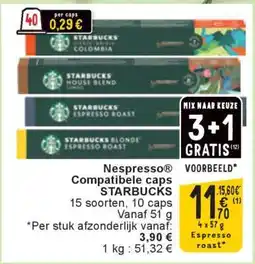 Cora Nespresso Compatibele caps STARBUCKS aanbieding
