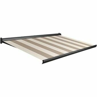 Brico Domasol zonnetent elektrisch ’Factor 10-A’ beige/wit brede strepen 500 x 250 cm aanbieding