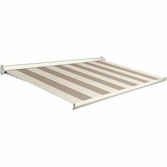 Brico Domasol zonnetent manueel ’Factor 10-C’ beige/wit brede strepen 450 x 250 cm aanbieding