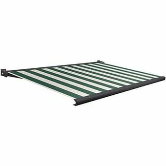 Brico Domasol zonnetent elektrisch met afstandsbediening ’Factor 20-A’ groen/witte strepen 450 x 250 cm aanbieding