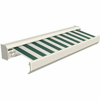 Brico Domasol zonnetent elektrisch met afstandsbediening ’Factor 30-A’ groen/witte strepen 400 x 300 cm aanbieding