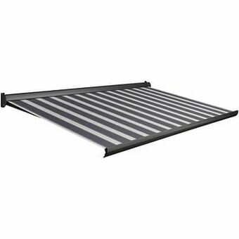 Brico Domasol zonnetent manueel ’Factor 10-A’ blauw/wit smalle strepen 350 x 250 cm aanbieding