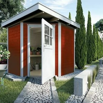 Brico Weka tuinhuis 229 GR1 rood 205x209cm aanbieding