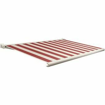 Brico Domasol zonnetent elektrisch met afstandsbediening ’Factor 20-C’ rood/witte strepen 400 x 250 cm aanbieding