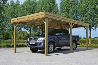 Brico Cartri carport Miro rood naaldhout 600x300x220cm aanbieding