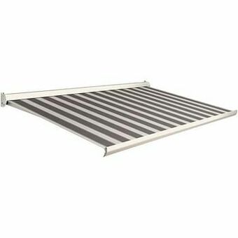 Brico Domasol zonnetent manueel ’Factor 10-C’ zwart/wit smalle strepen 400 x 250 cm aanbieding