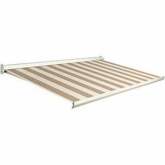 Brico Domasol zonnetent manueel ’Factor 10-C’ bruin/witte strepen 400 x 300 cm aanbieding
