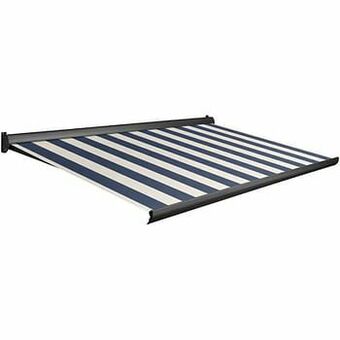 Brico Domasol zonnetent elektrisch ’Factor 10-A’ blauw/witte strepen 500 x 250 cm aanbieding