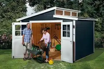 Brico Weka tuinhuis 226 GR4 antraciet 295x299cm aanbieding