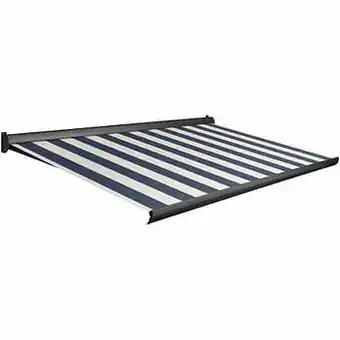 Brico Domasol zonnetent manueel ’Factor 10-A’ blauw/witte strepen 500 x 300 cm aanbieding
